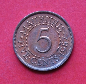 5 centów  1987 r - Mauritius  stan !!