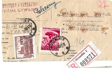 2 pisma zwrotne z 1961r ze znaczkami nr 1047 i 872