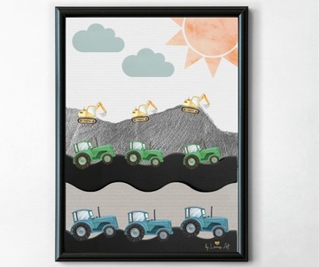 Plakat Traktor Kolaż