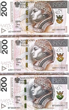 Banknoty 200-złotowe z "liczbą szatana"
