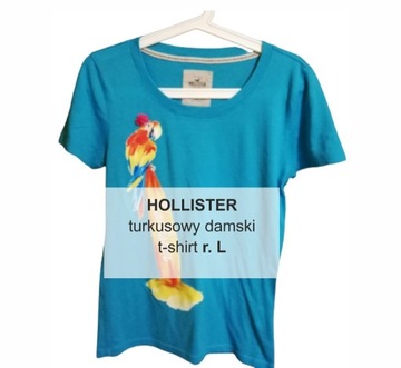 Damski t-shirt turkusowy Hollister r. L