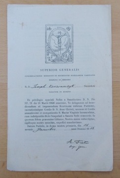 Paryż 1913 dokument kościelny