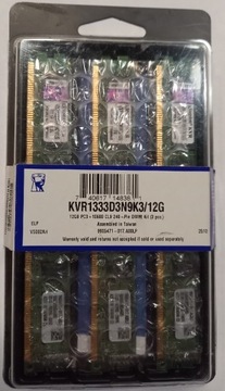 Pamięć RAM 12GB PC3 -10600 CL9 240 pin kit (3 szt)