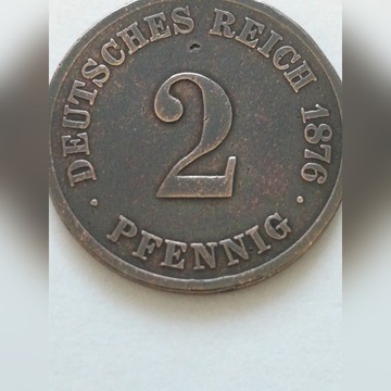 2 pfennigi 1876 C Niemcy.