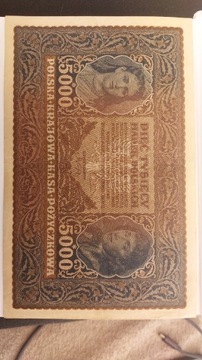 5000 marek polskich 1920 Piekny stan banknotu