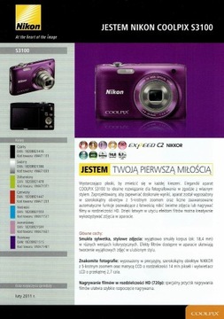 NIKON COOLPIX S3100 folder / katalog 2011 rok