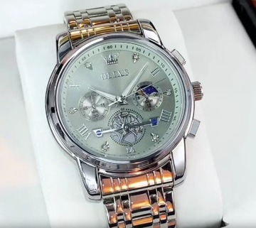 Śliczny biznesowy zegarek męski OLVES/kwarcowy japoński mechanizm/