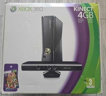 XBOX 360 4GB + Kinect + 2 Pady + Gry