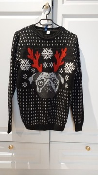 Sweter świąteczny h&m 36 S buldog 