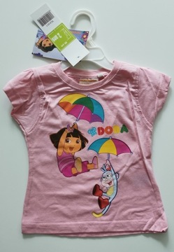 T-shirt biały Dora j.róż dla dziewczynki 86,92,104