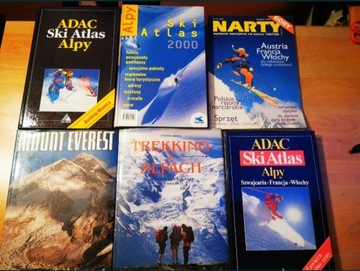 6 ksiazek Alpy, Mount Everest, Trekking, Ski Atlas