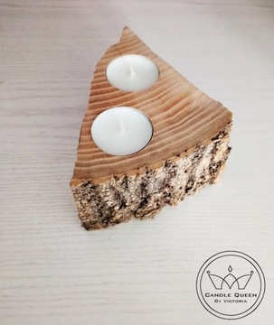 Drewniany świecznik 