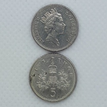 5- Pence 1991 r. Wielka Brytania