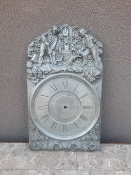 477 Tarcza starego zegara tłoczona zdobiona cynowa