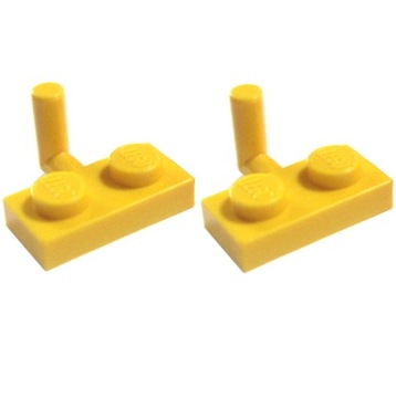 LEGO 4623a PŁYTKA 1x2 uchwyt hak żółty - 2 szt