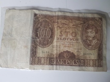 Banknot o nominale 100 zł przedwojenny 1934 r