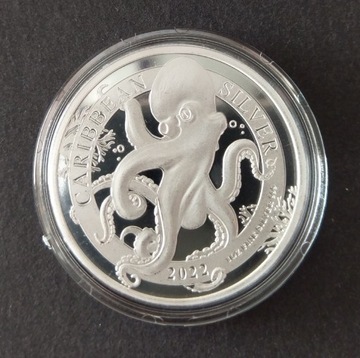 Ośmiornica Caribbean Octopus, 1oz srebro 2022