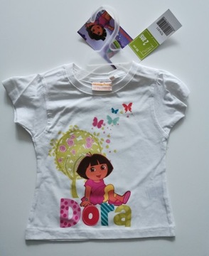 T-shirt biały Dora dla dziewczynki r.86, 104