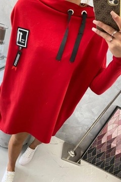Bluza oversize z asymetrycznymi bokami czerwona 