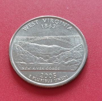 Moneta 1/4 dolara USA - 2005. West Virginia 1863.