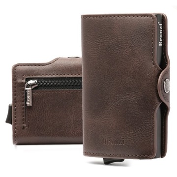 Smukły portfel męski etui ochrona kart RFID Bronzi