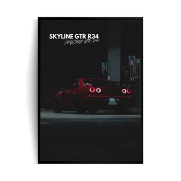 Nissan Skyline GTR R34 plakat A4 w ramce