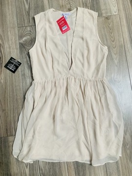 Beżowa zwiewna sukienka NLY TREND XL/42