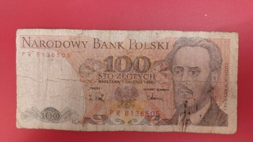 Banknot 100 zł z 1988r, Seria PR