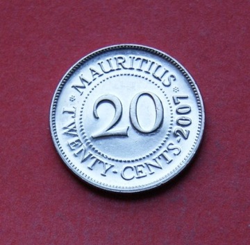 20 centów  2007 r - Mauritius  stan !!