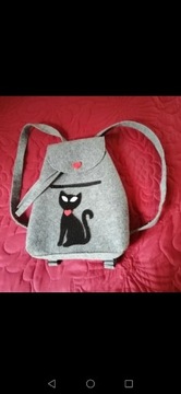 Plecak z filca z kotkiem 