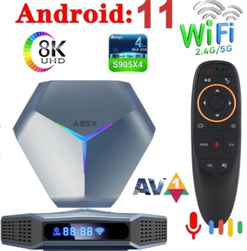 Tv Box 4/128 GB 8K Wifi BT+ pilot żyroskopowy