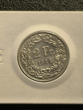 2 FRANKI SZWAJCARIA 1944 ROK SREBRO 0.835 