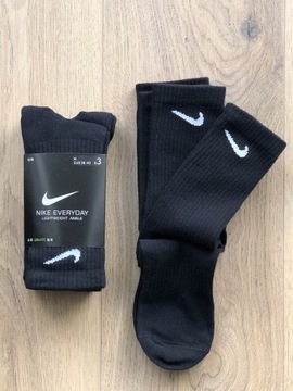 Skarpety Nike 3 pary wysokie czarne rozmiar 38-42