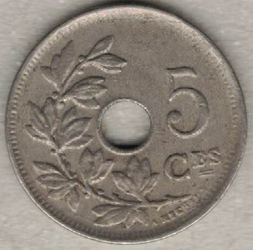 Belgia 5 centymów centimes 1925 Q 19 mm nr 2