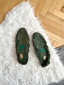 NEPTUN zielone skórzane sandały 36 retro vintage