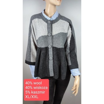 Sweter damski oversize zapinany XL