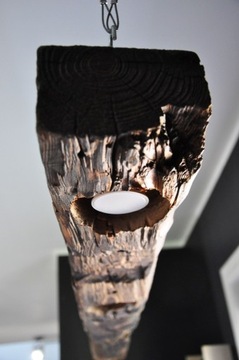 Lampa wisząca ze starej belki drewnianej 
