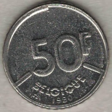 Belgia 50 franków francs 1990 Q  22,5 mm nr 3