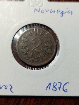 Moneta 2 ore Norwegia 1876