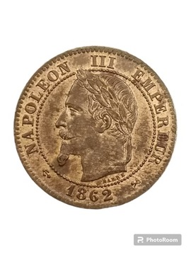 2 centimes 1862 K piękne