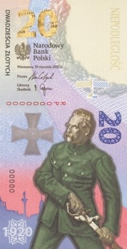 20 zł Bitwa Warszawska 1920 Banknot UNC z kartonu