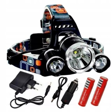 MOCNA LATARKA CZOŁOWA 3 x LED T6 CREE - Czołówka