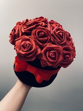Flowerbox z różami (duży) - bordowo-czarny