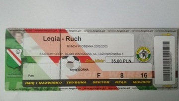 Bilet Legia Warszawa - Ruch 2002/2003