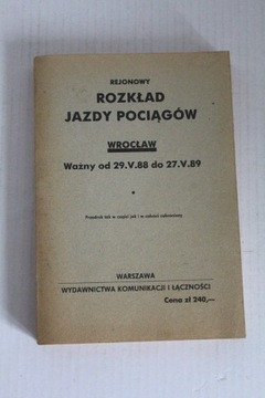 Rejonowy rozkład jazdy pociągów Wrocław 88-89