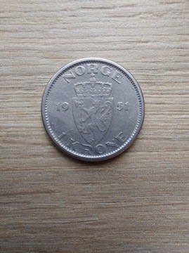Norwegia 1 krone 1951 stan -II