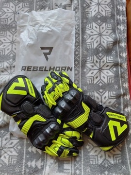 Rękawice motocyklowe skórzane REBELHORN FIGHTER BLACK/FLUO XL