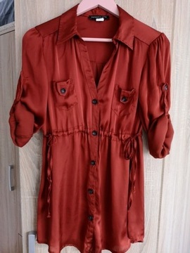 Ciążowa tunika satynowa ruda długa sukienka 36