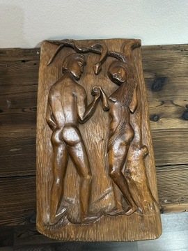 UNIKATOWA drewniana płaskorzeźba - Szpiech, 1994