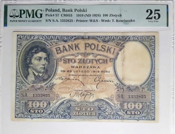 100 złotych 1919 PMG 25